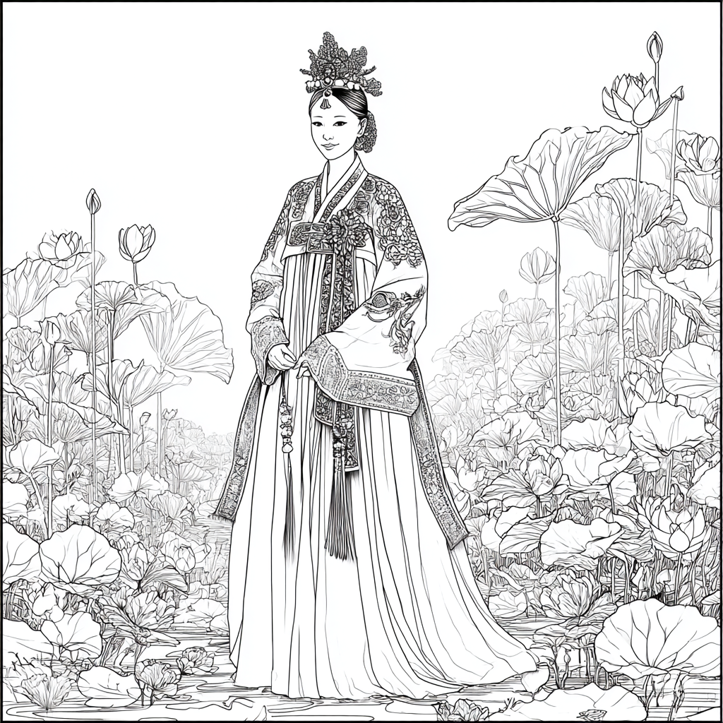 Lotus Bride in Traditional Korean Royal Hanbok