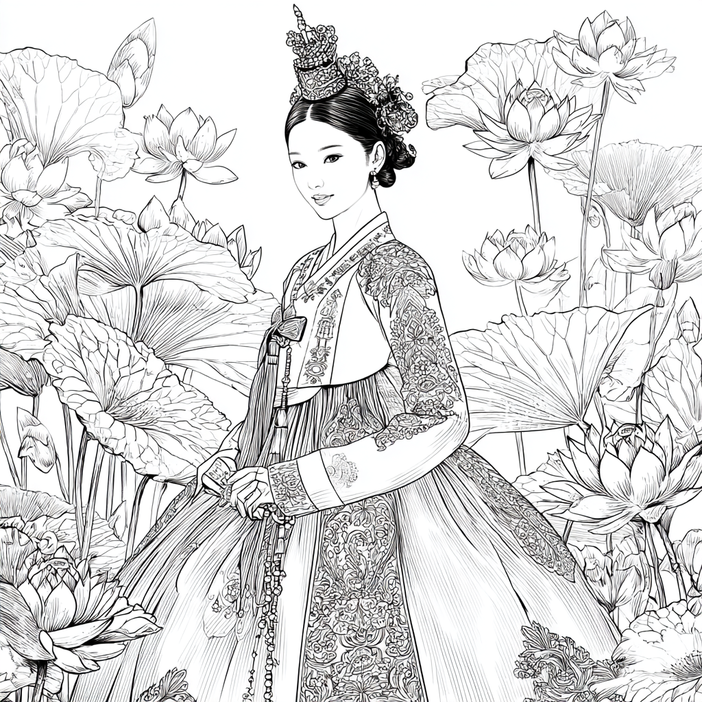 Lotus Bride in Traditional Korean Royal Hanbok