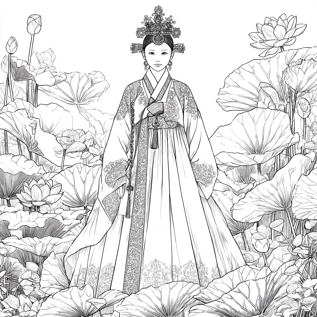 Lotus Bride in Traditional Korean Royal Hanbok