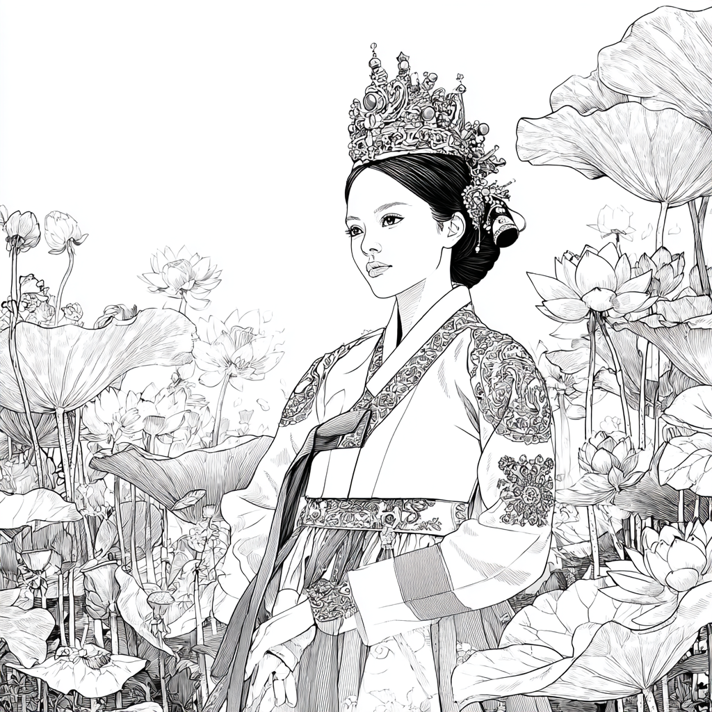 Lotus Bride in Traditional Korean Royal Hanbok