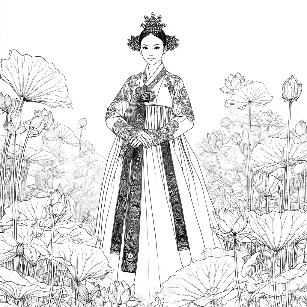 Lotus Bride in Traditional Korean Royal Hanbok