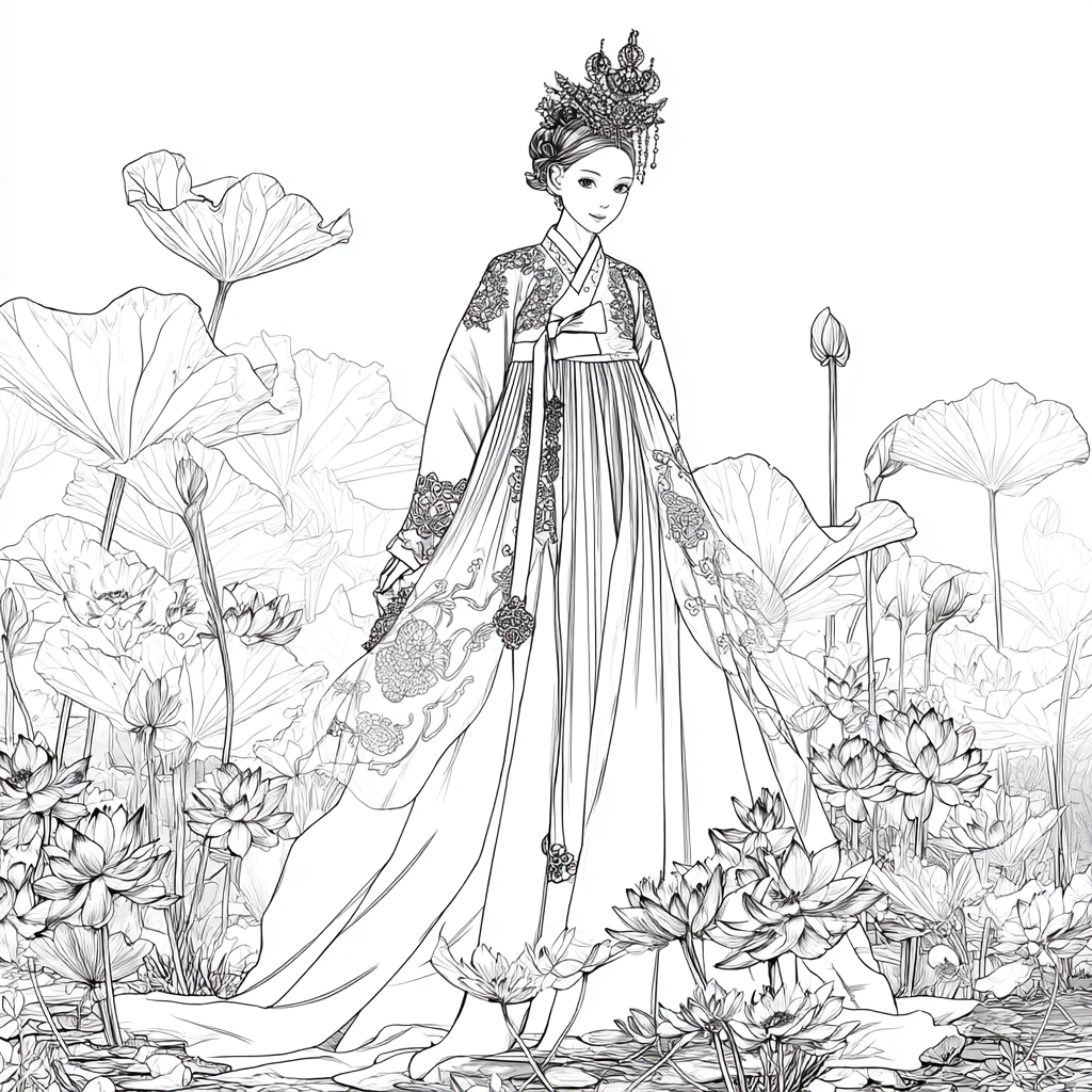 Lotus Bride in Traditional Korean Royal Hanbok