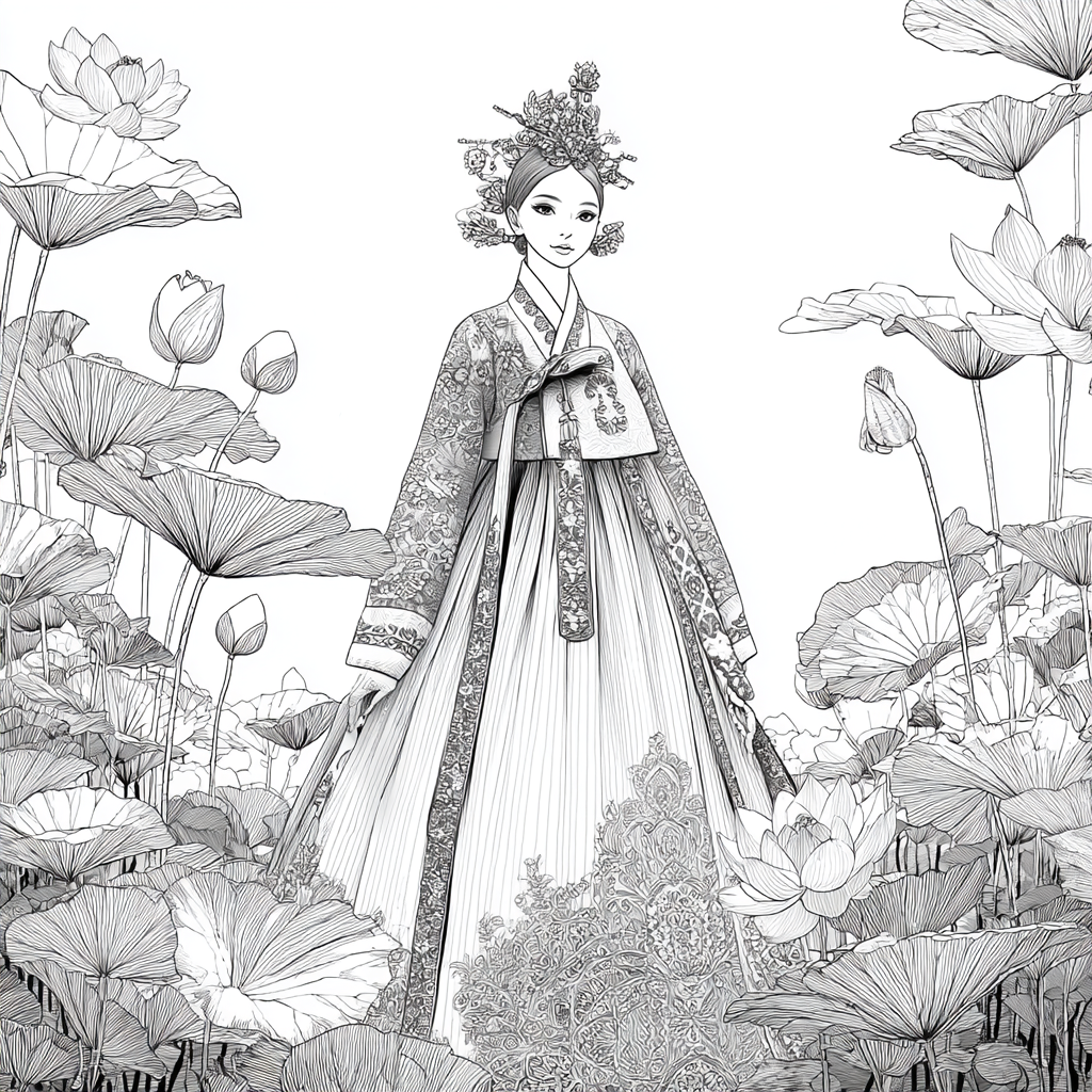 Lotus Bride in Traditional Korean Royal Hanbok