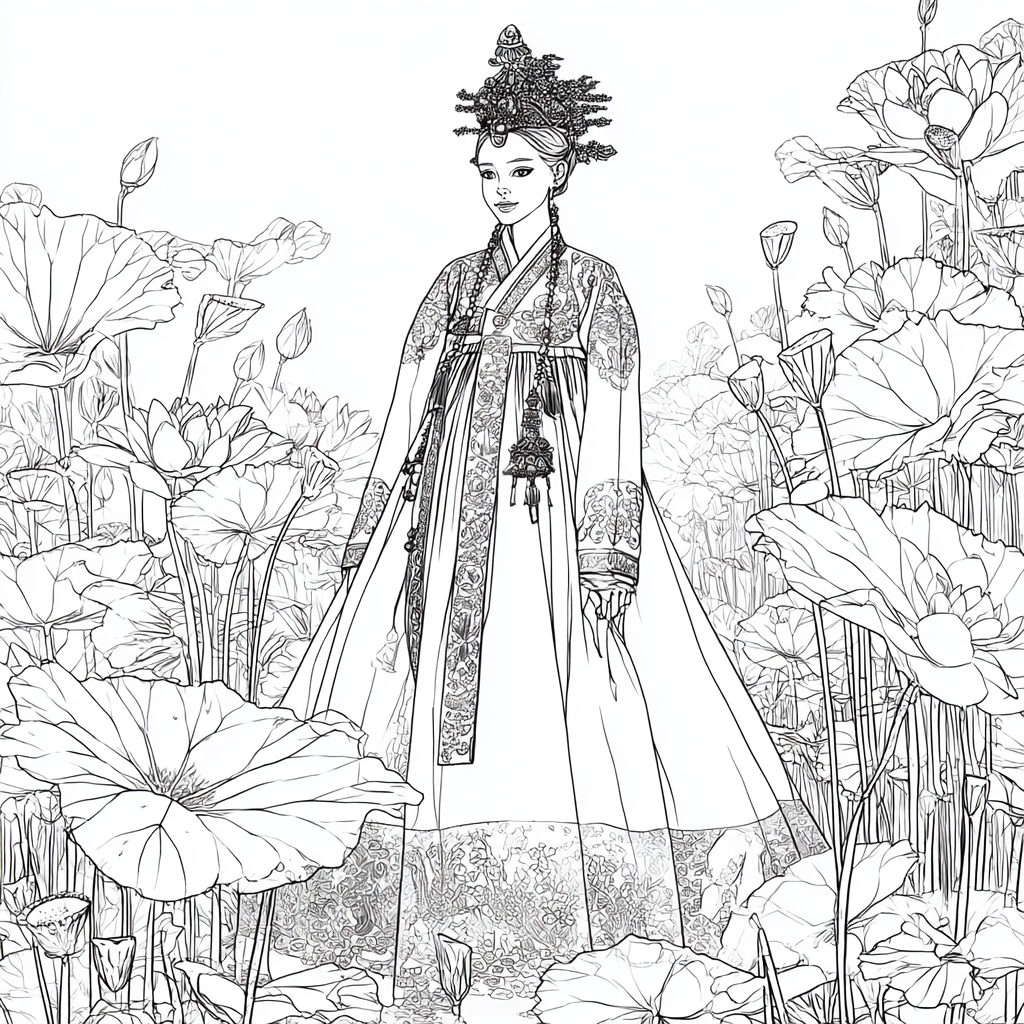 Lotus Bride in Traditional Korean Royal Hanbok