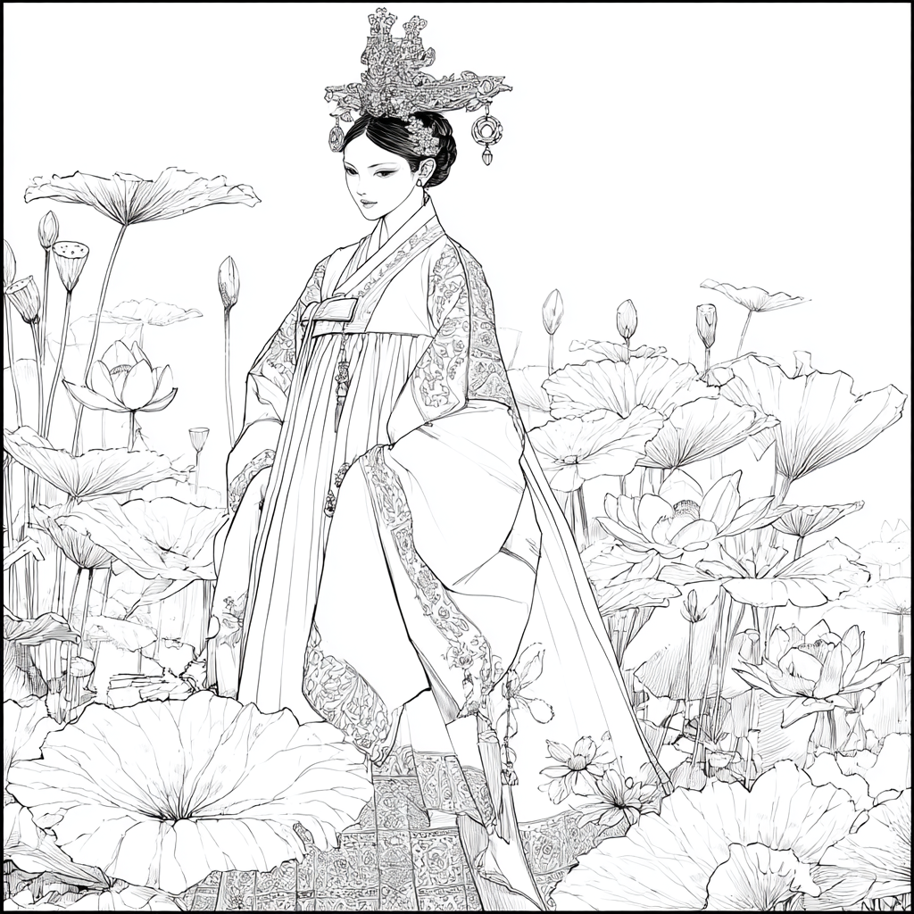 Lotus Bride in Traditional Korean Royal Hanbok