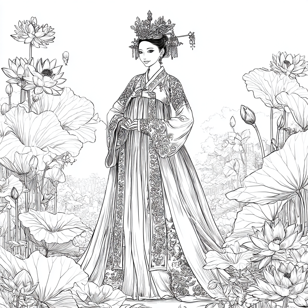 Lotus Bride in Traditional Korean Royal Hanbok
