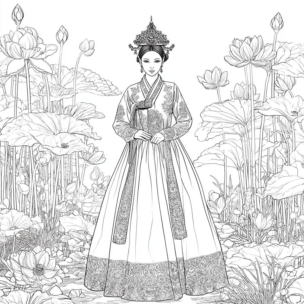 Lotus Bride in Traditional Korean Royal Hanbok