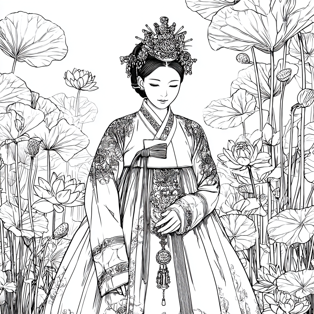 Lotus Bride in Traditional Korean Royal Hanbok