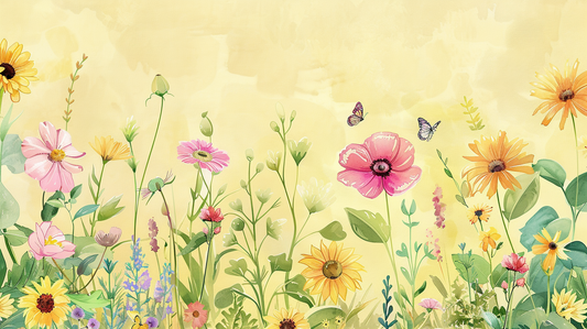 Pastel Wildflower Garden Watercolor Background