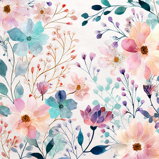 Pastel Watercolor Floral Garden Background