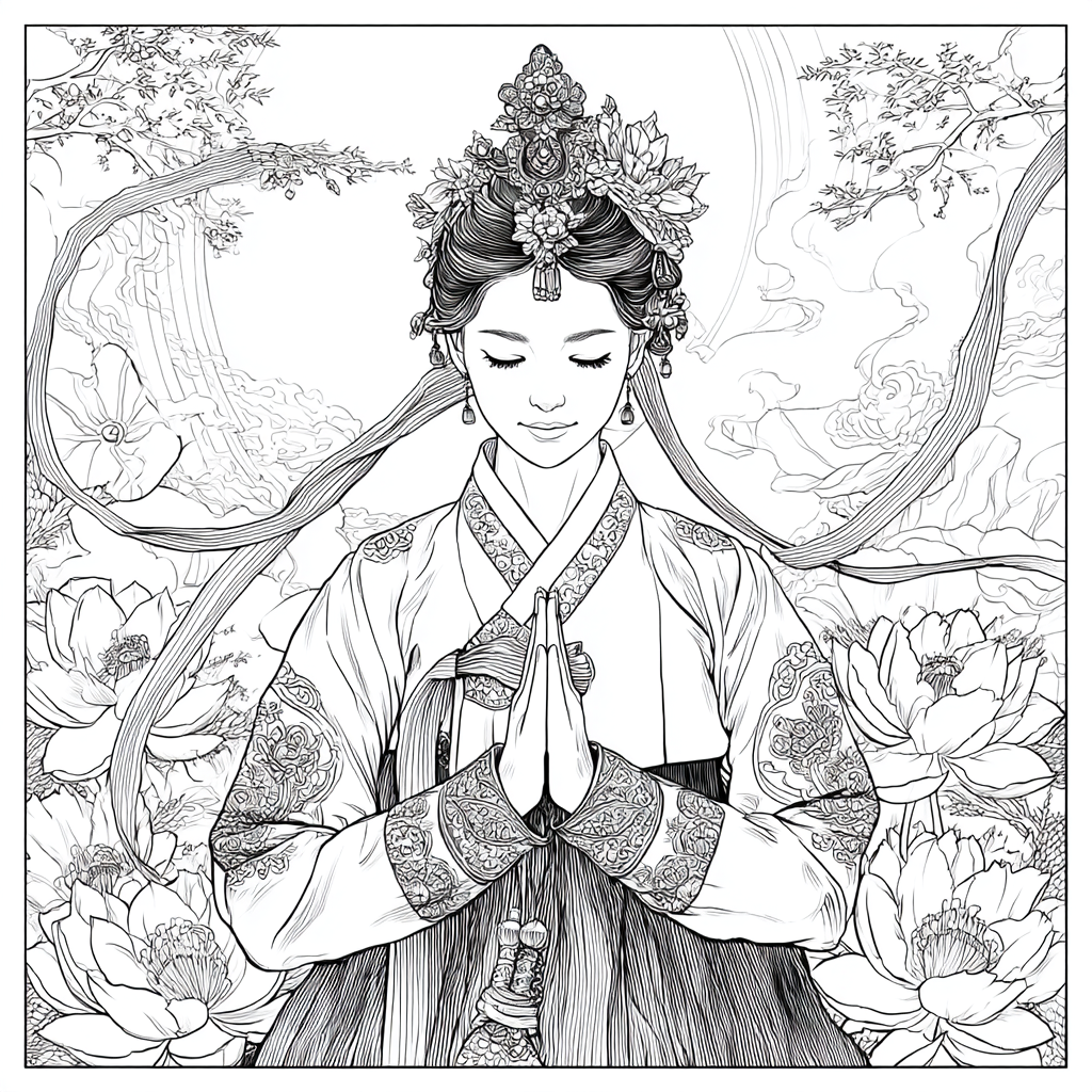 Moonlit Prayer Among Lotus Seas