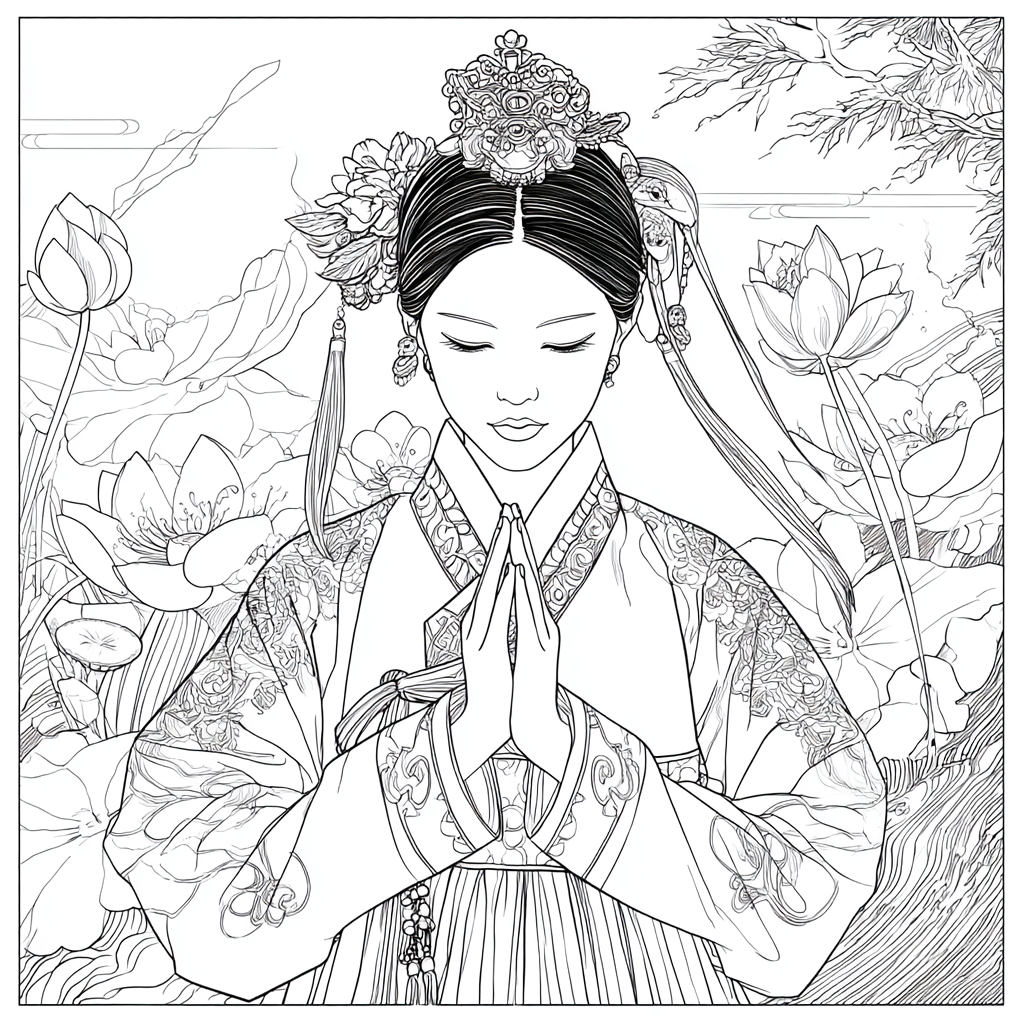 Moonlit Prayer Among Lotus Seas