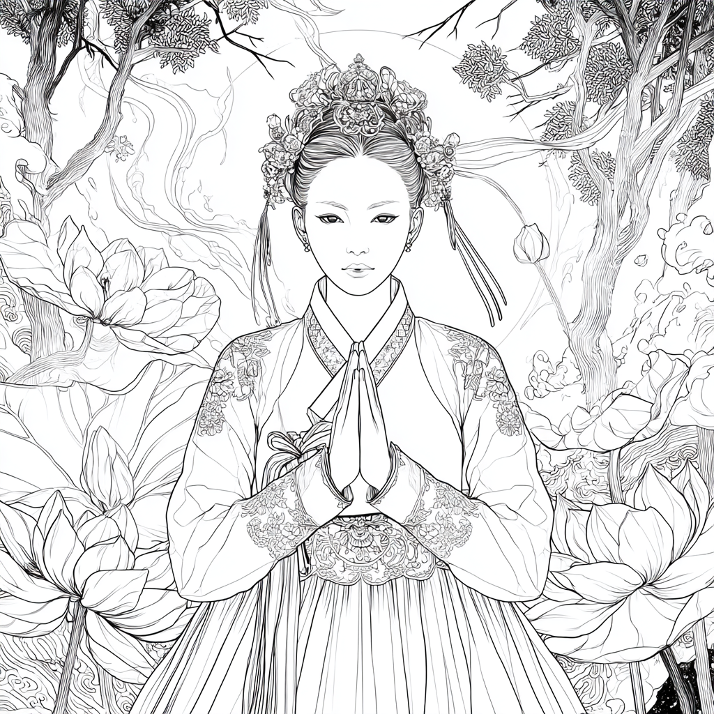 Moonlit Prayer Among Lotus Seas