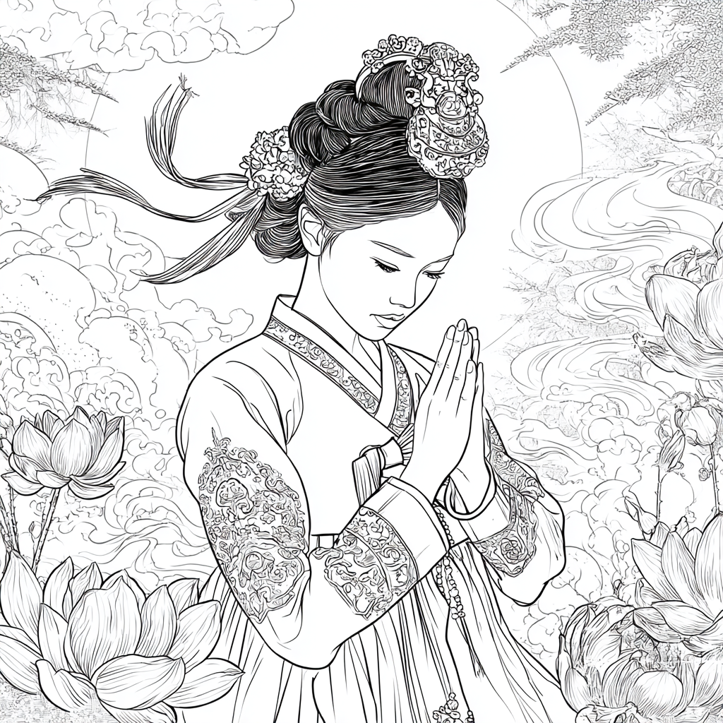 Moonlit Prayer Among Lotus Seas