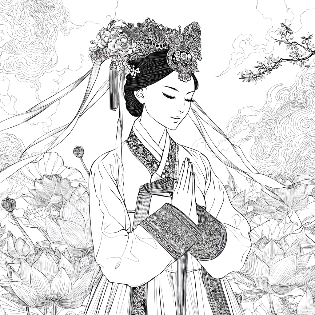 Moonlit Prayer Among Lotus Seas