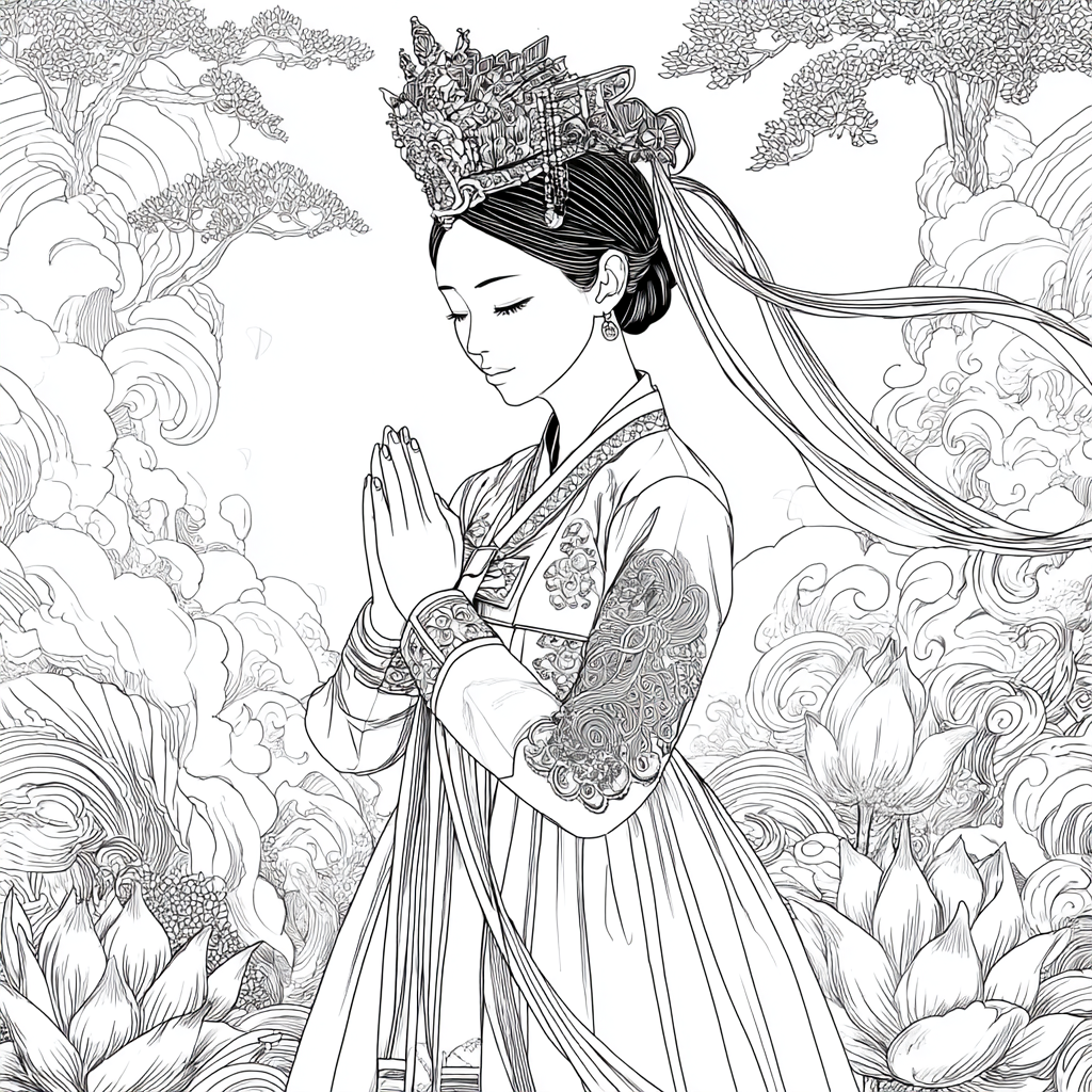 Moonlit Prayer Among Lotus Seas