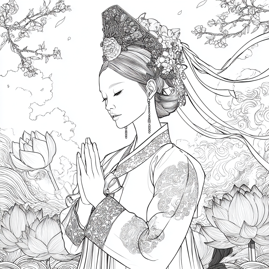 Moonlit Prayer Among Lotus Seas