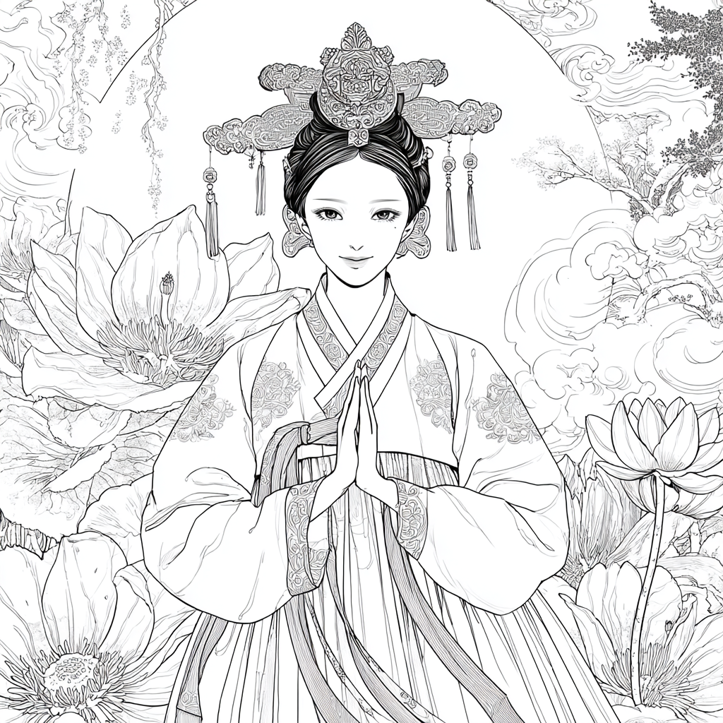 Moonlit Prayer Among Lotus Seas