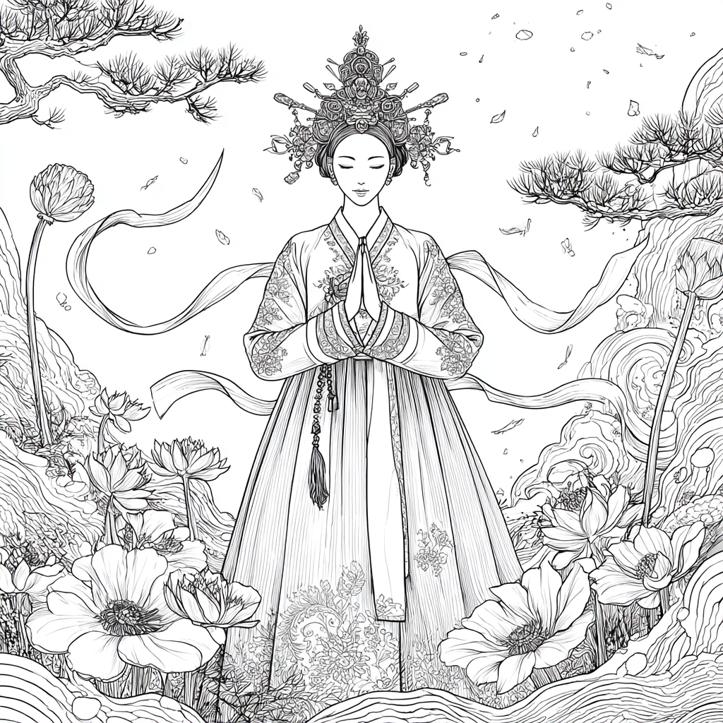 Moonlit Prayer Among Lotus Seas