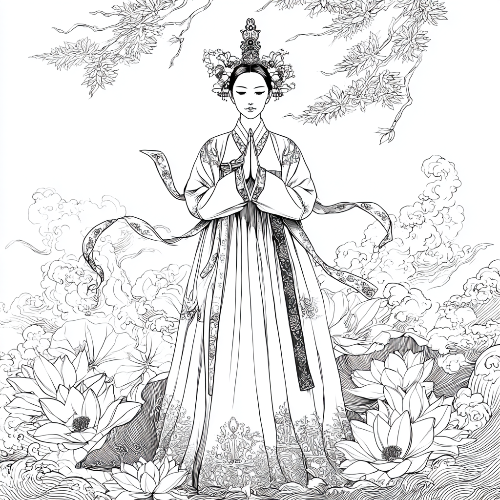 Moonlit Prayer Among Lotus Seas