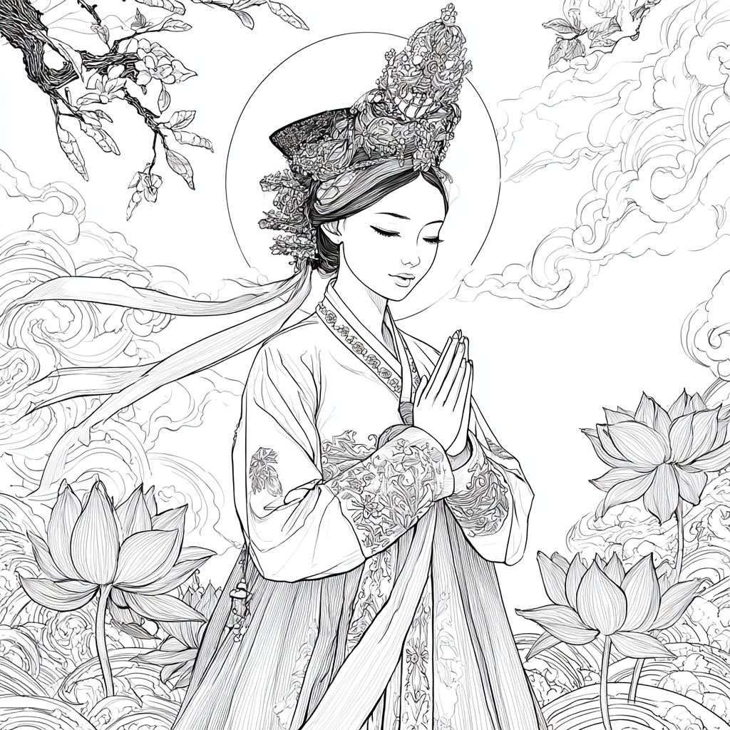 Moonlit Prayer Among Lotus Seas