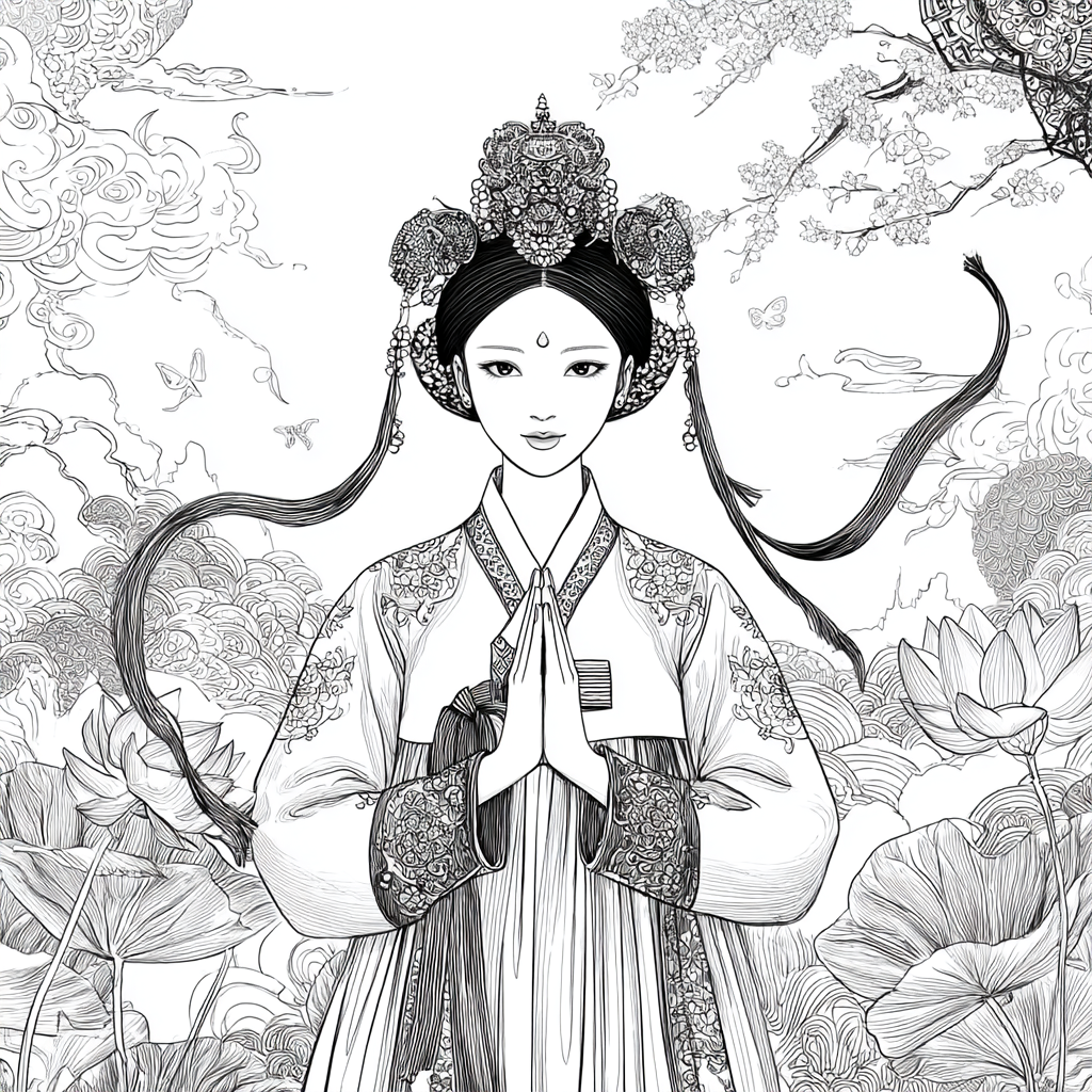 Moonlit Prayer Among Lotus Seas