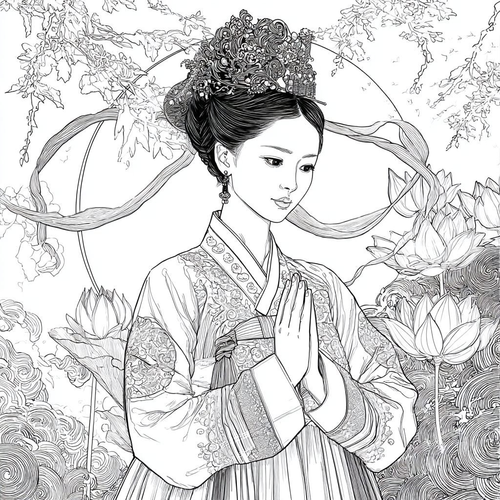 Moonlit Prayer Among Lotus Seas