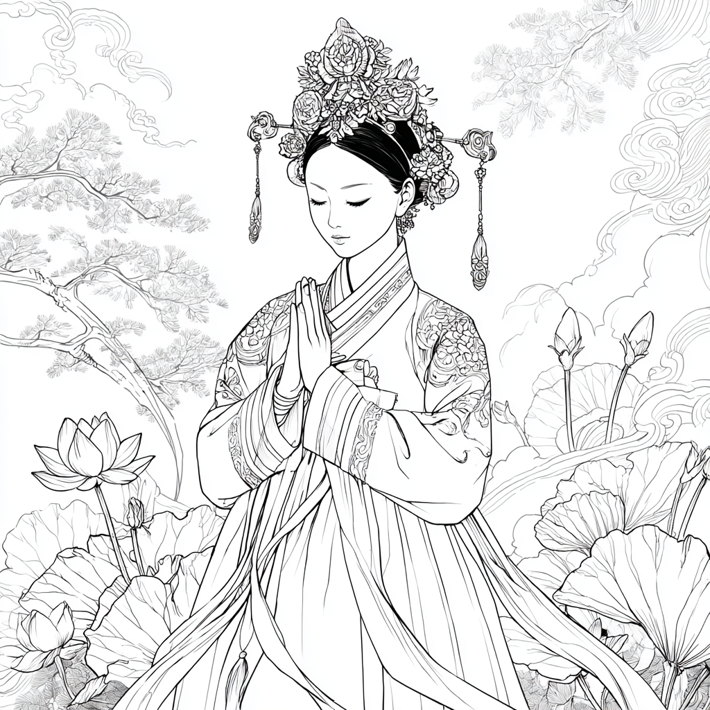Moonlit Prayer Among Lotus Seas