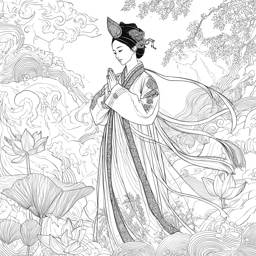 Moonlit Prayer Among Lotus Seas