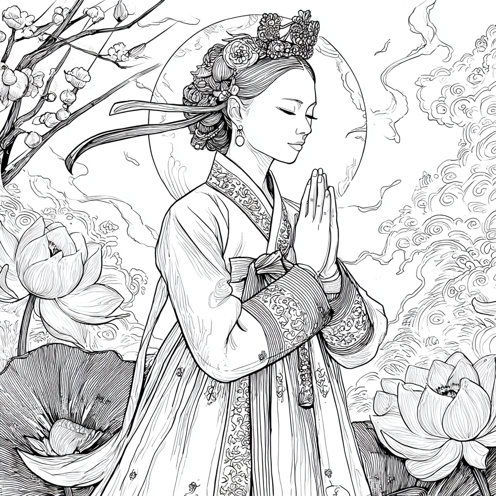 Moonlit Prayer Among Lotus Seas
