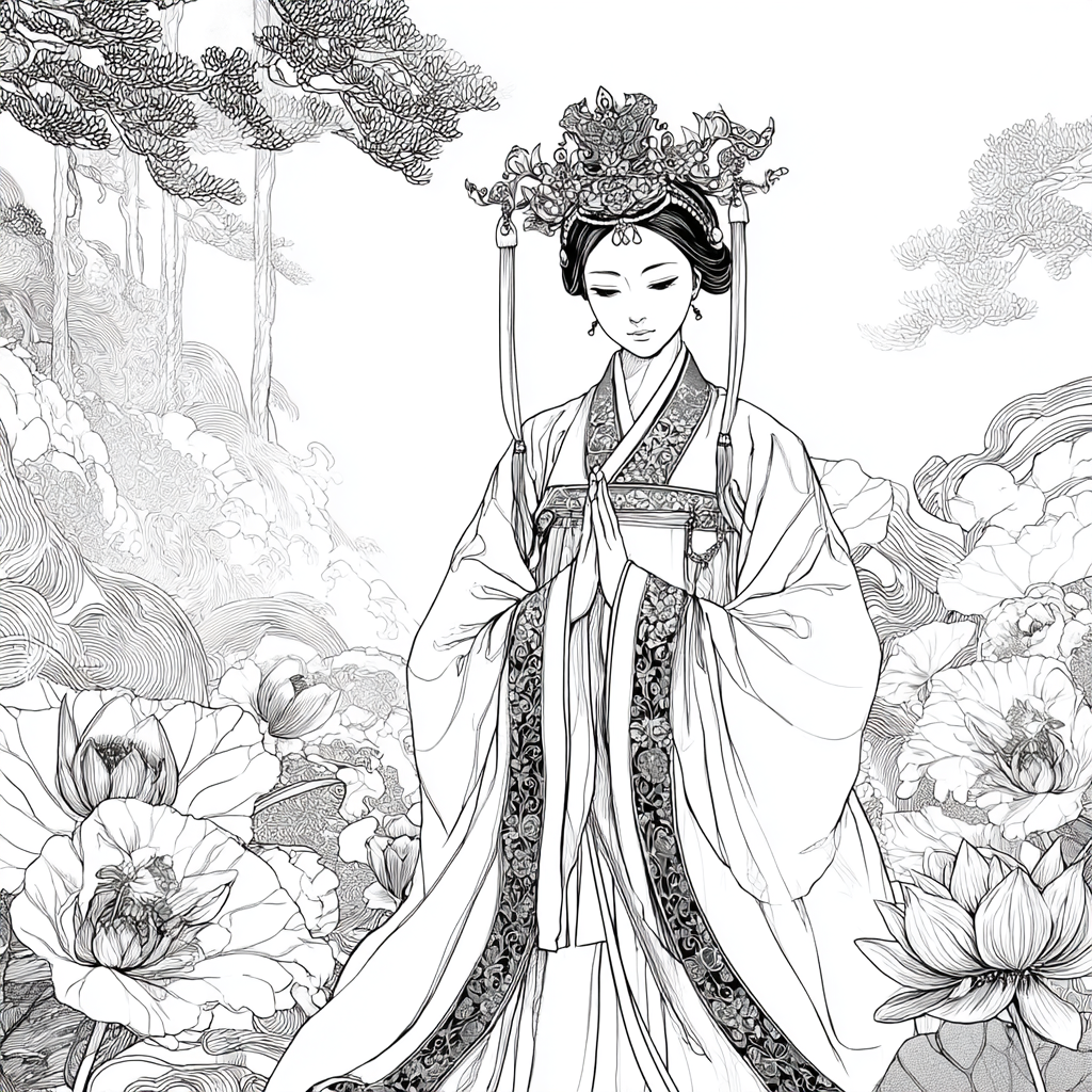 Moonlit Prayer Among Lotus Seas