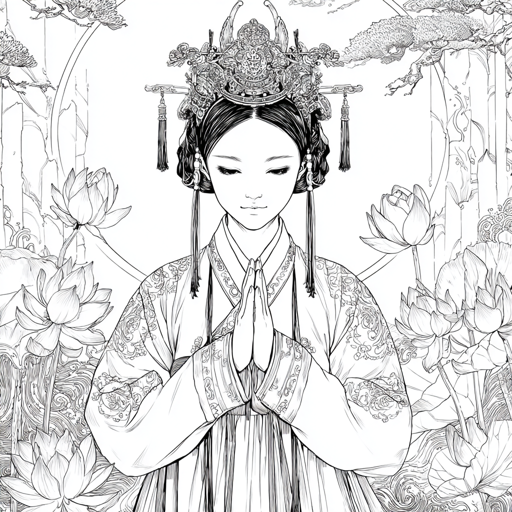 Moonlit Prayer Among Lotus Seas