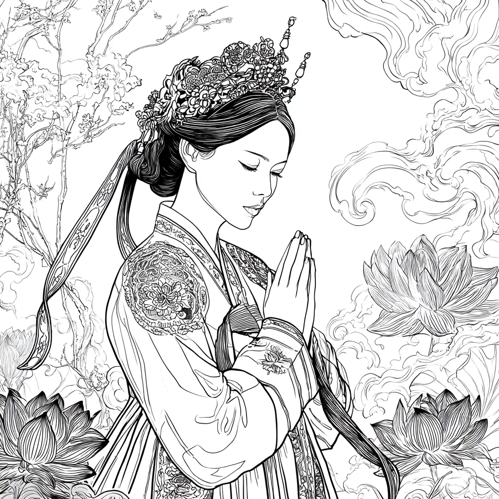 Moonlit Prayer Among Lotus Seas
