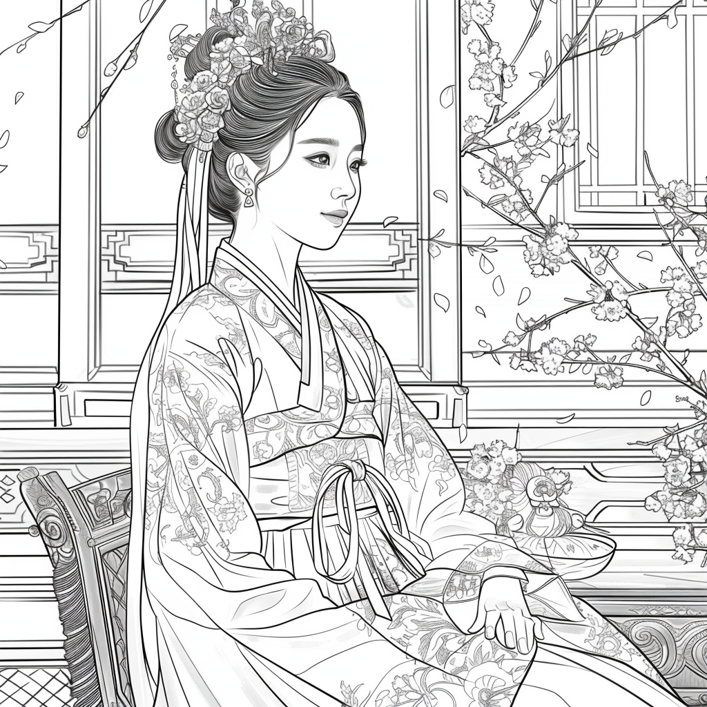 Whispers of Spring – The Hanbok Princess by the Window