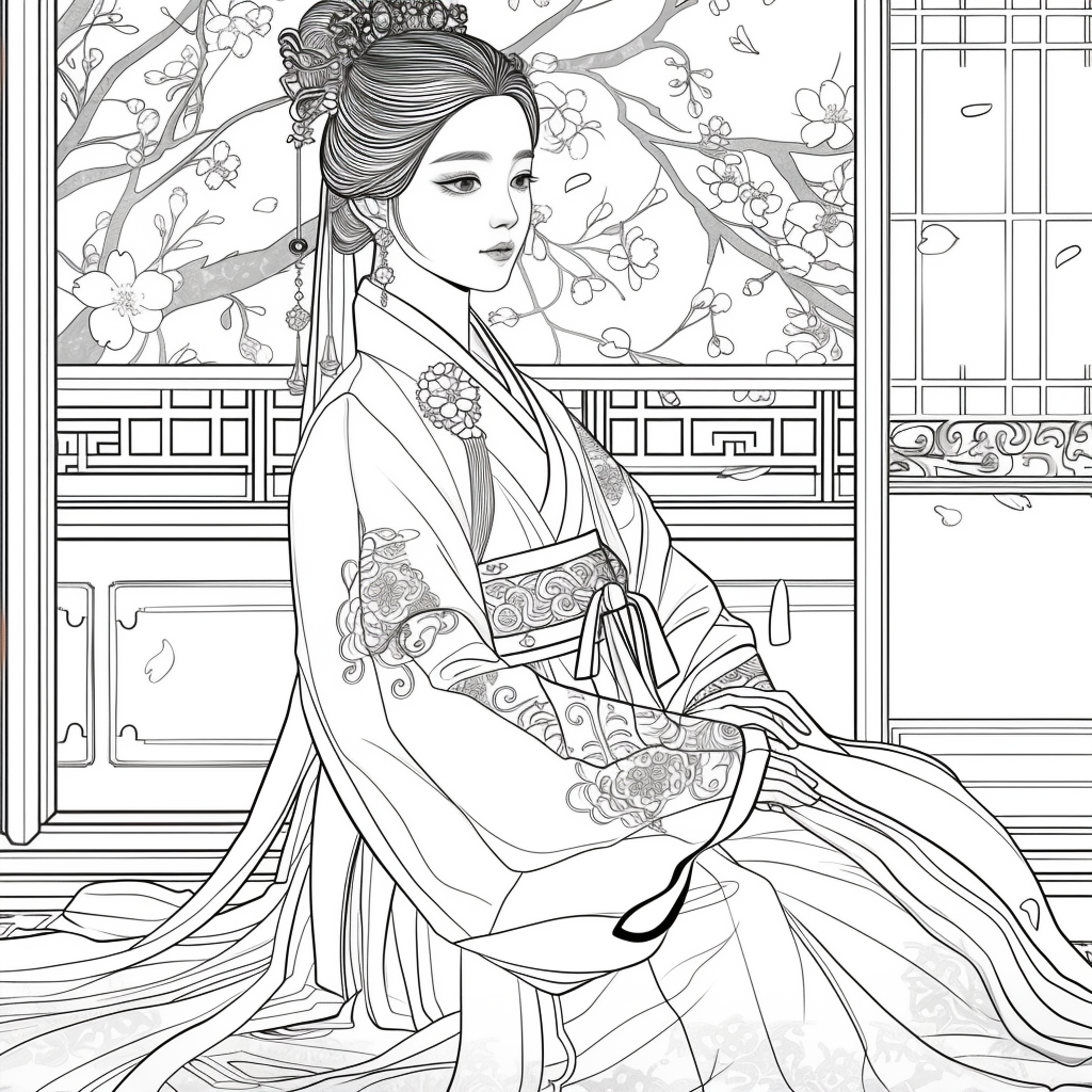Whispers of Spring – The Hanbok Princess by the Window