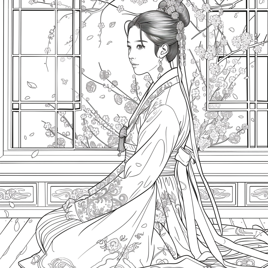 Whispers of Spring – The Hanbok Princess by the Window