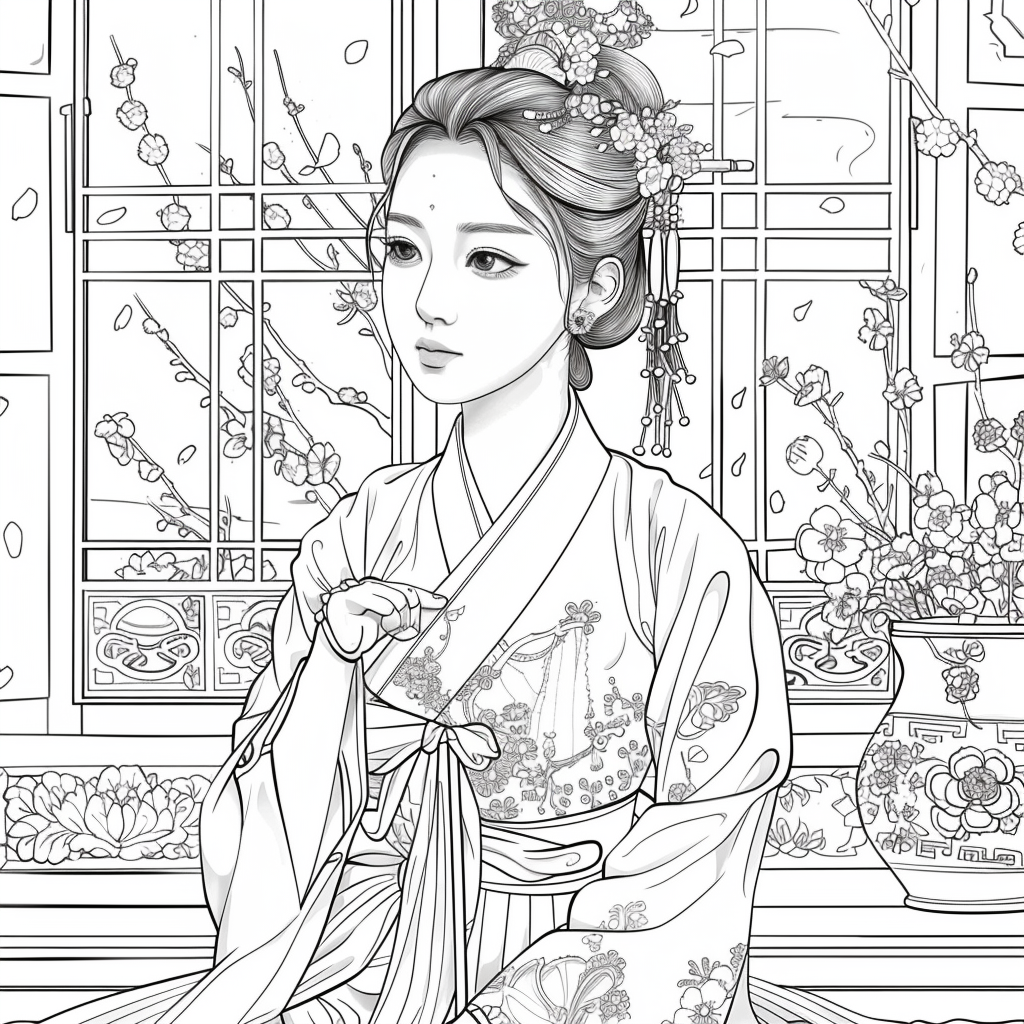 Whispers of Spring – The Hanbok Princess by the Window