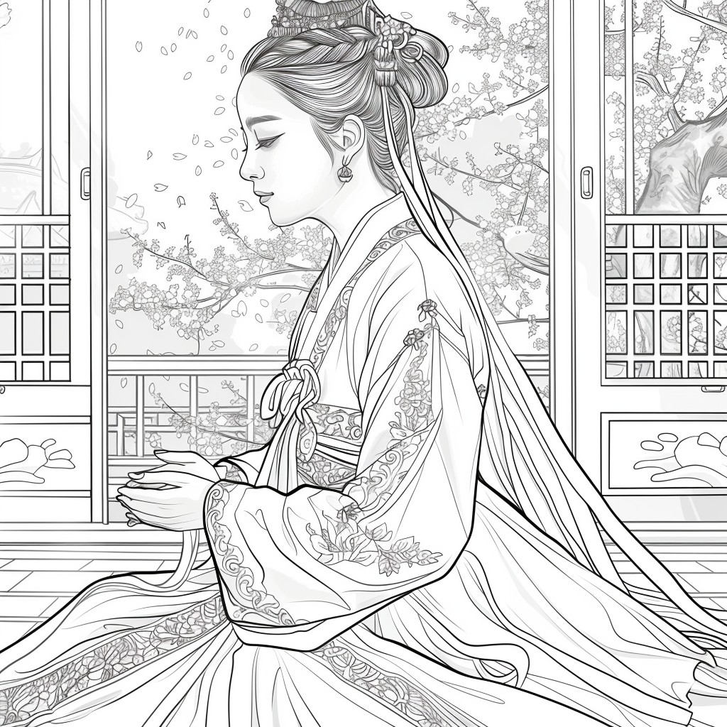 Whispers of Spring – The Hanbok Princess by the Window