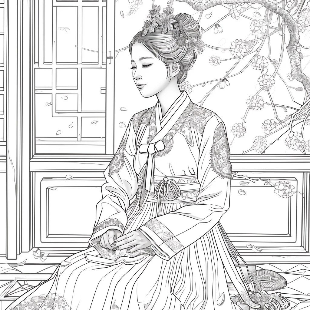 Whispers of Spring – The Hanbok Princess by the Window