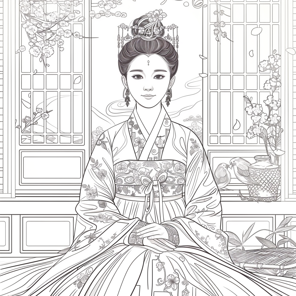 Whispers of Spring – The Hanbok Princess by the Window