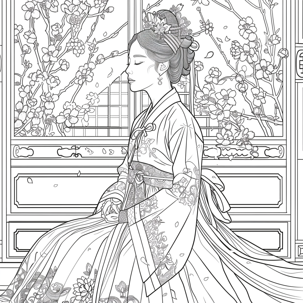 Whispers of Spring – The Hanbok Princess by the Window
