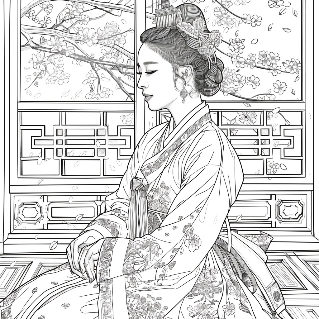Whispers of Spring – The Hanbok Princess by the Window