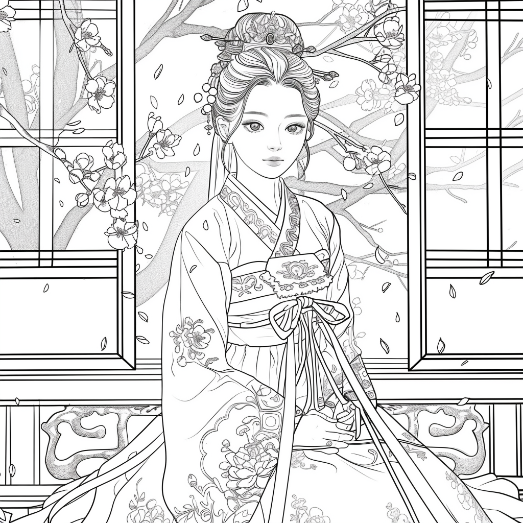 Whispers of Spring – The Hanbok Princess by the Window