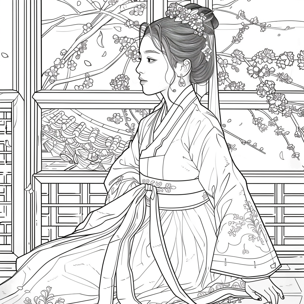 Whispers of Spring – The Hanbok Princess by the Window