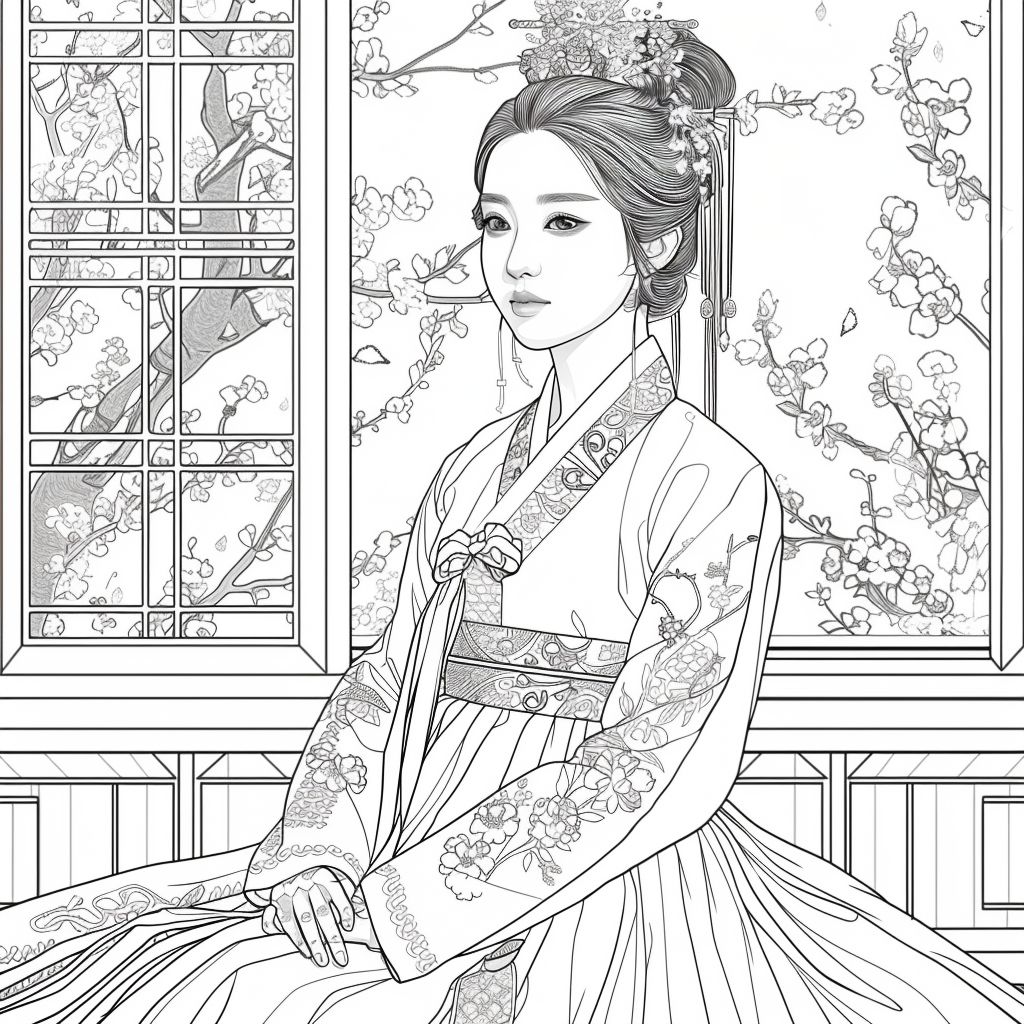 Whispers of Spring – The Hanbok Princess by the Window