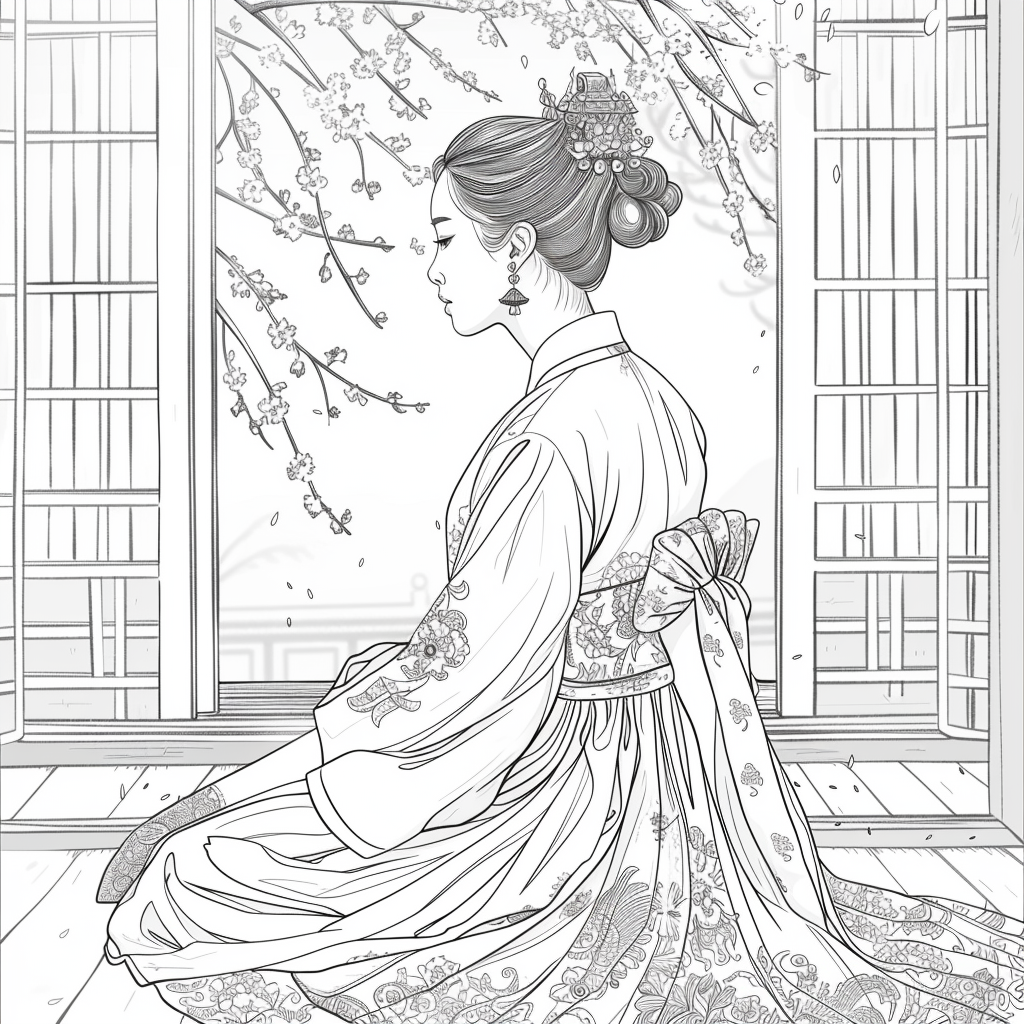Whispers of Spring – The Hanbok Princess by the Window