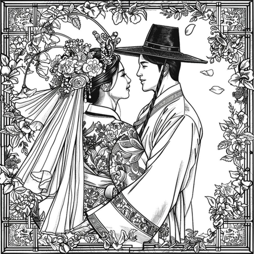 Blossoms of Love – A Korean Wedding Embrace