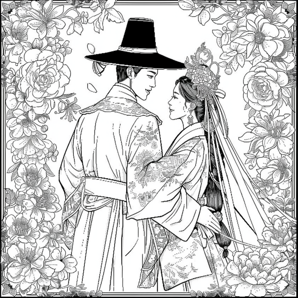 Blossoms of Love – A Korean Wedding Embrace