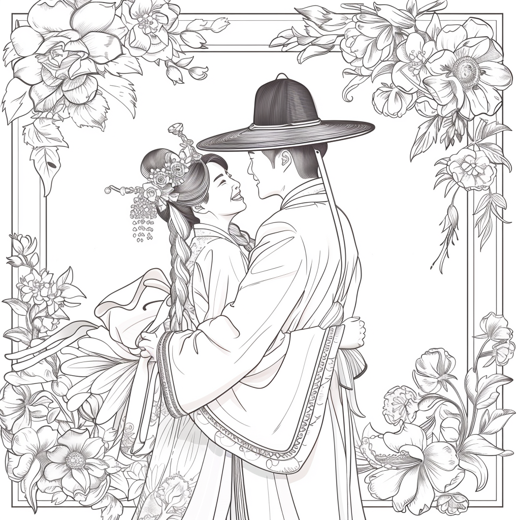 Blossoms of Love – A Korean Wedding Embrace