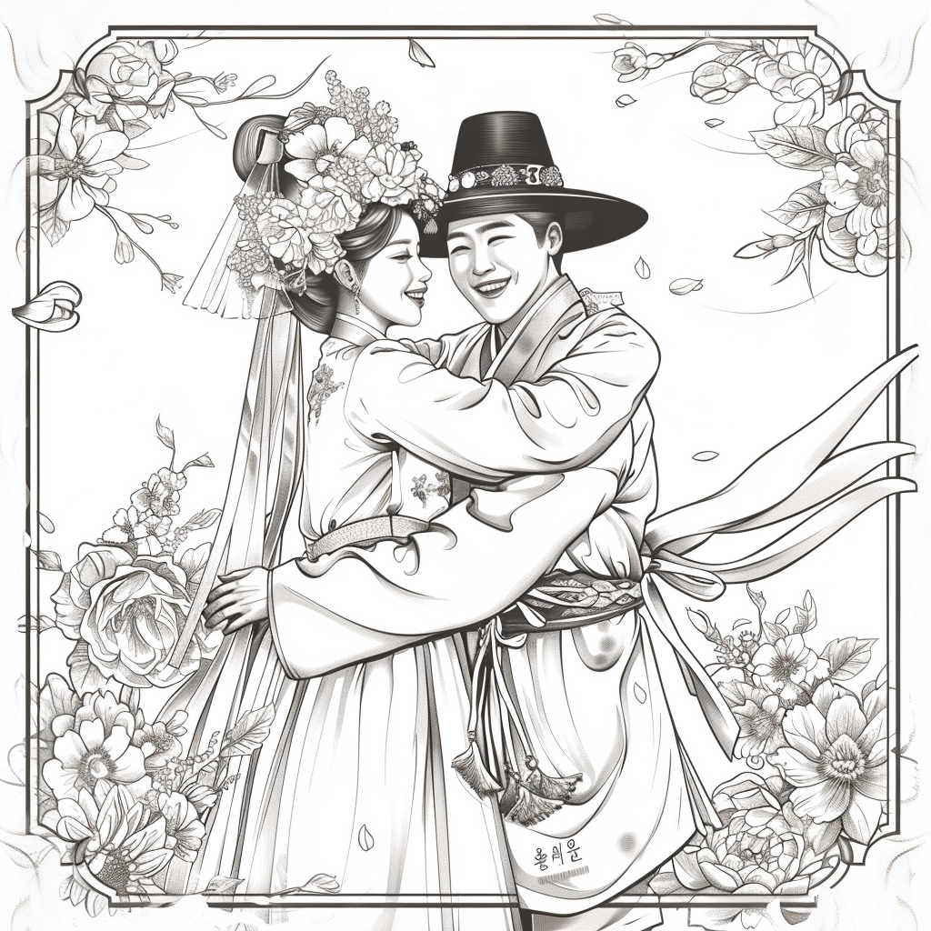 Blossoms of Love – A Korean Wedding Embrace